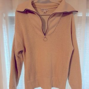 Off white half zip knit sweater